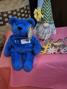 DREW BLEDSOE Blue Collectible Plush Bear with Team Patch - New England Patriots